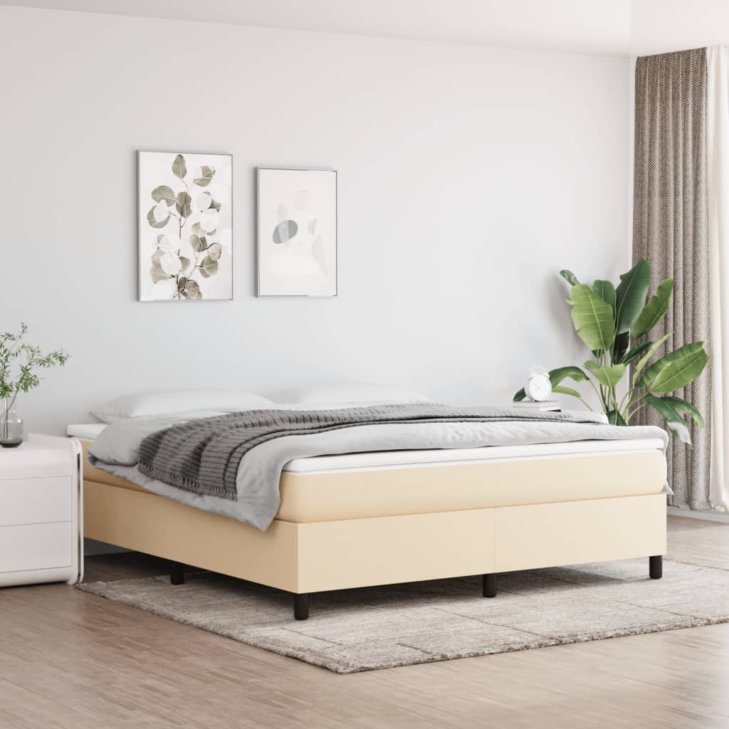 Estrutura de cama com molas 180x200 cm tecido cor creme