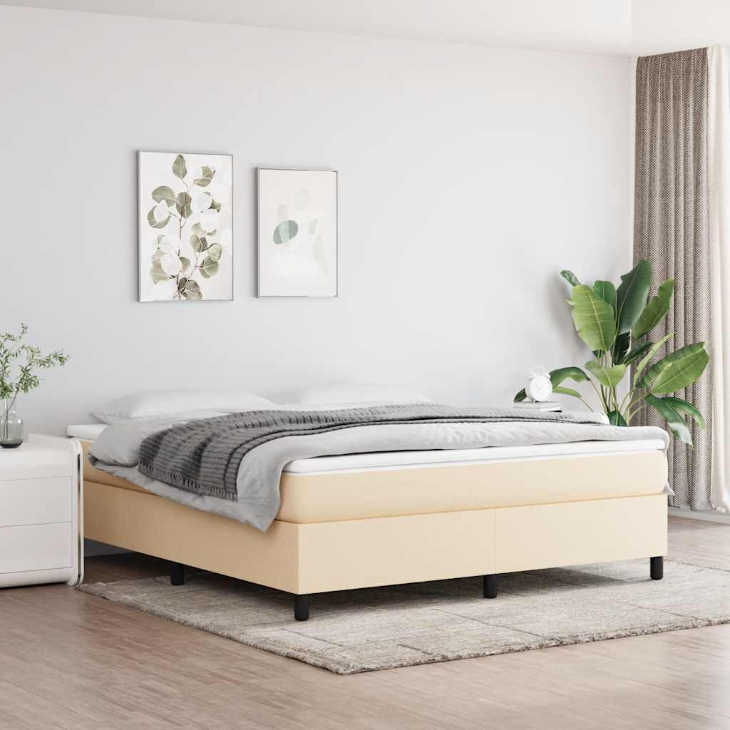 Estrutura de cama com molas 180x200 cm tecido cor creme