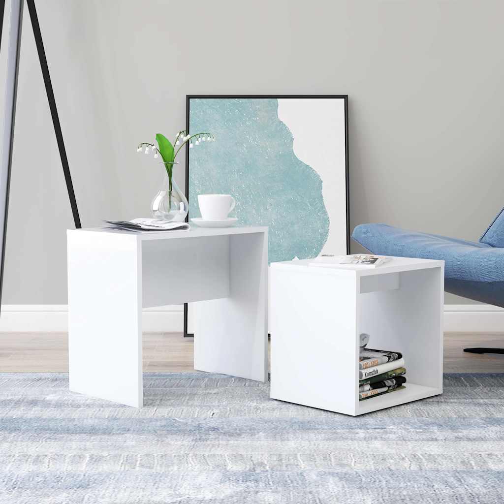 Conjunto mesas de centro derivados de madeira branco