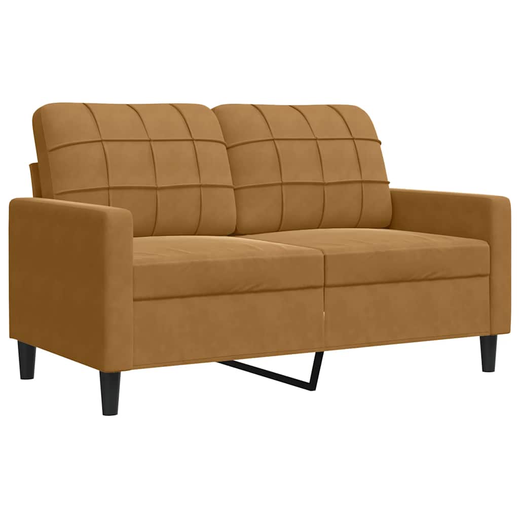 2 Pcs conjunto de sofás com almofadões veludo castanho