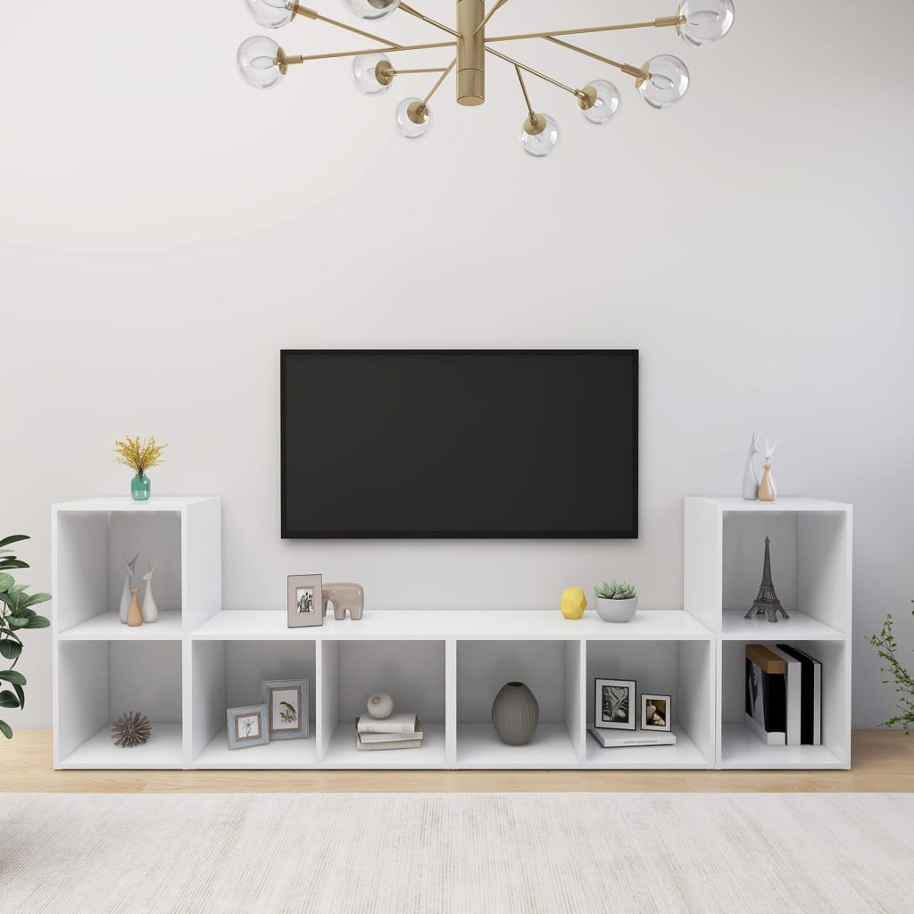 Móveis de TV 4 pcs 72x35x36,5 cm derivados de madeira branco