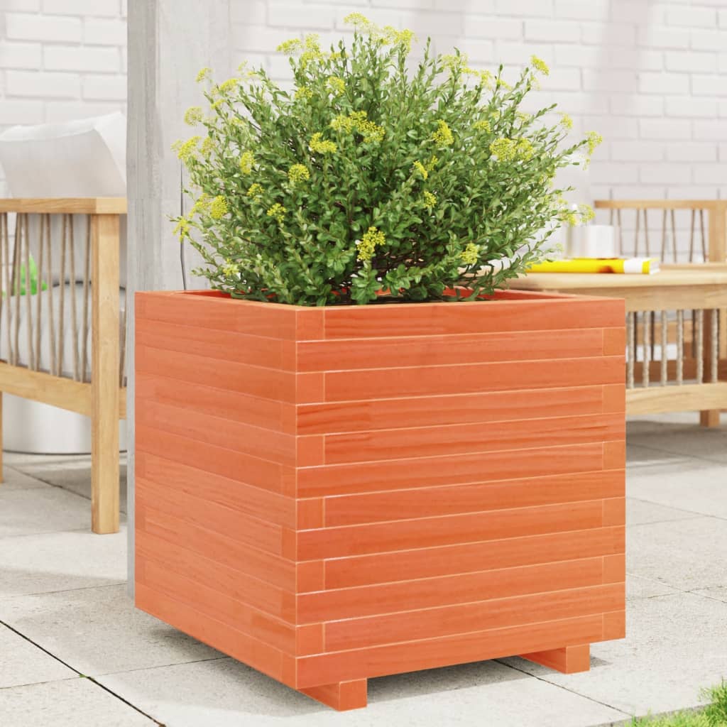 Vaso/floreira de jardim 50x50x49,5 cm pinho maciço castanho mel