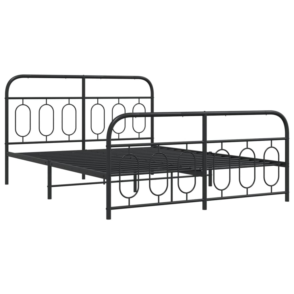 Estrutura de cama com cabeceira e pés 140x190 cm metal preto