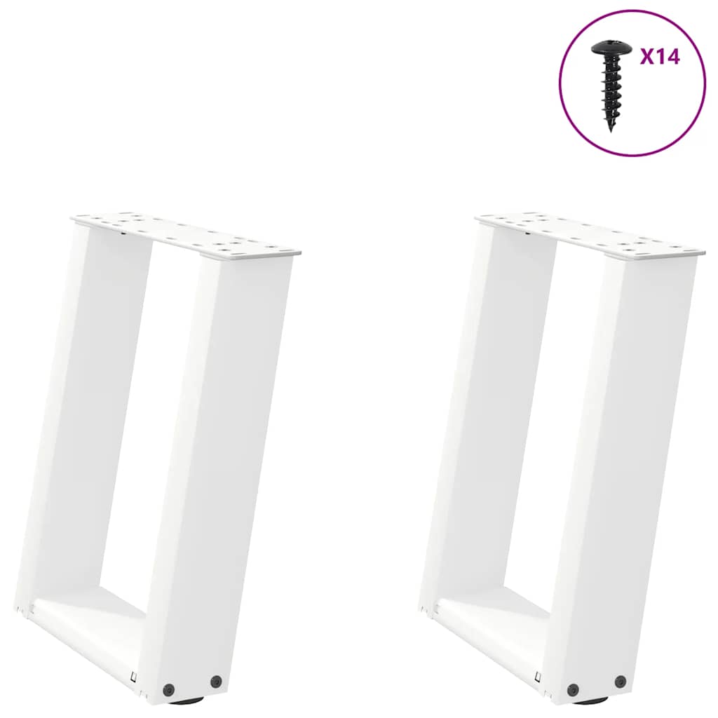 Pés para mesa de centro em formato de u, 2 peças, branco, 38x(42-43) cm, aço