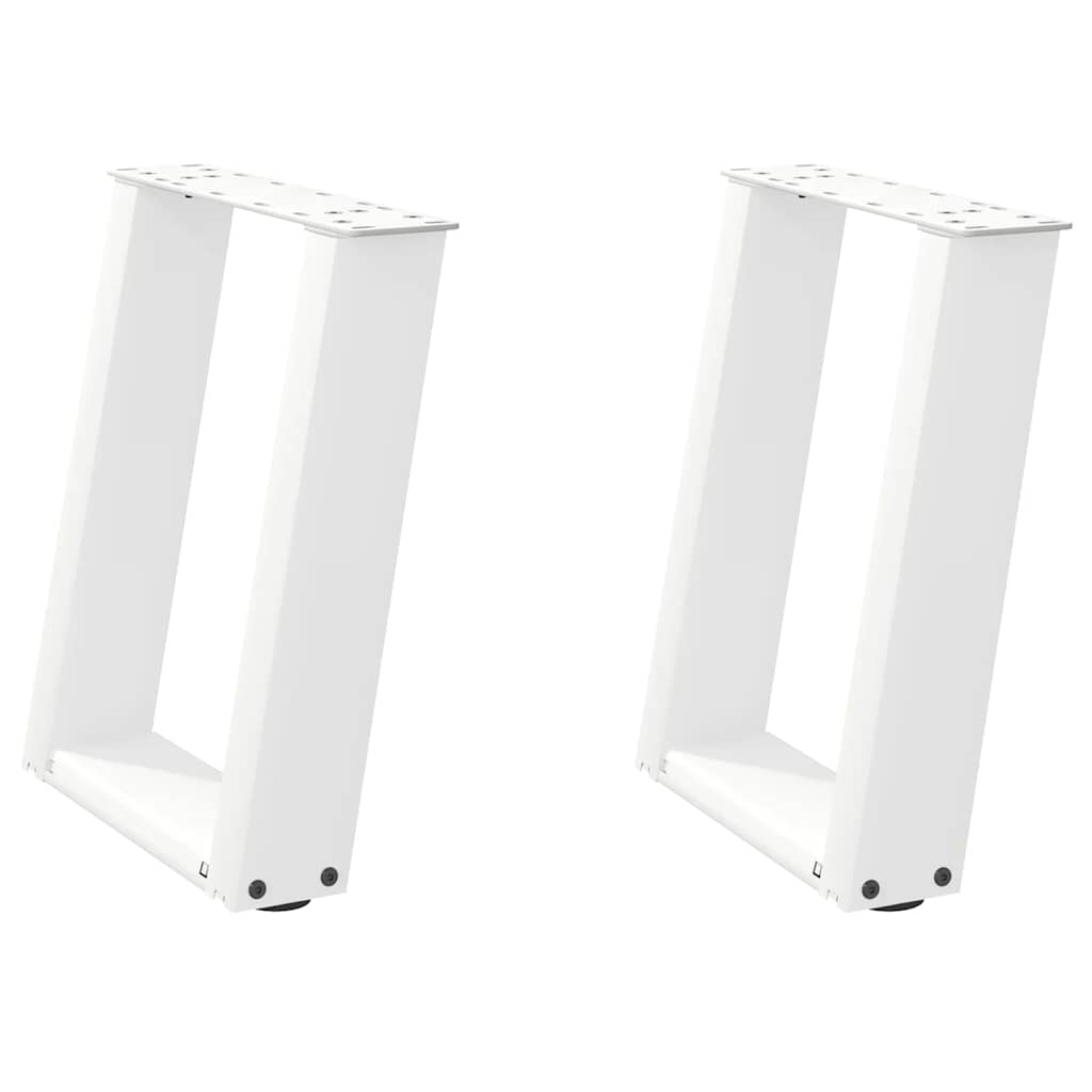 Pés para mesa de centro em formato de u, 2 peças, branco, 38x(42-43) cm, aço