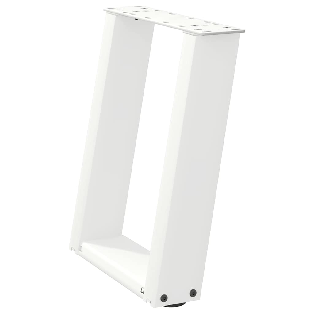 Pés para mesa de centro em formato de u, 2 peças, branco, 38x(42-43) cm, aço