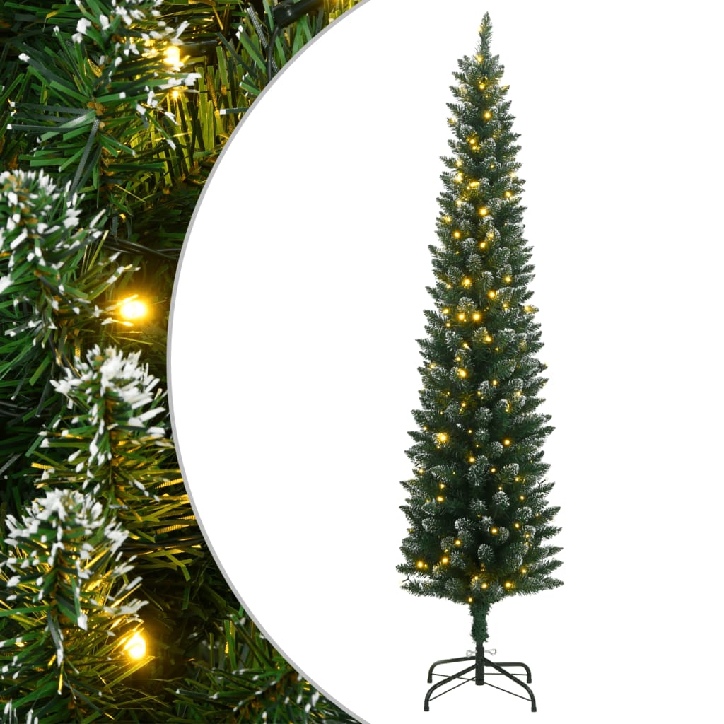 Árvore de natal artificial fina com 300 luzes LED 240 cm