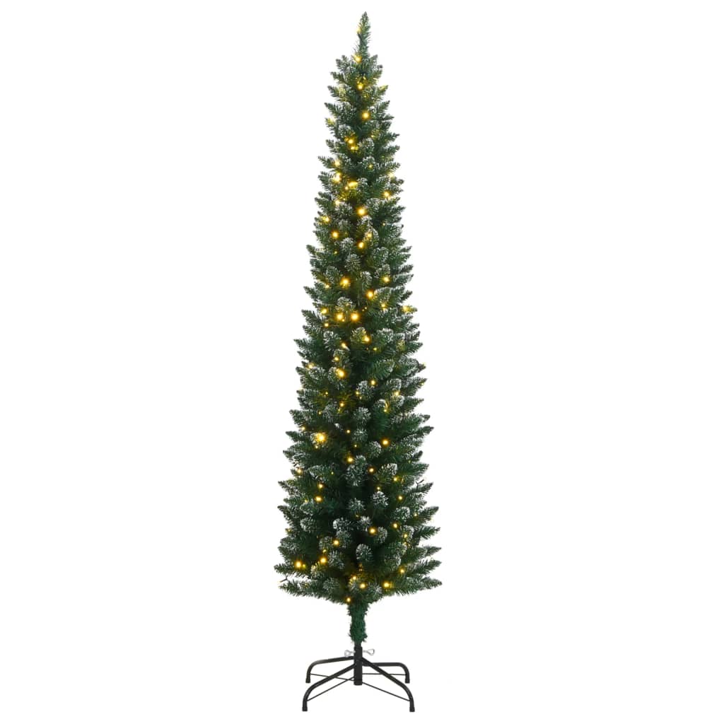 Árvore de natal artificial fina com 300 luzes LED 240 cm