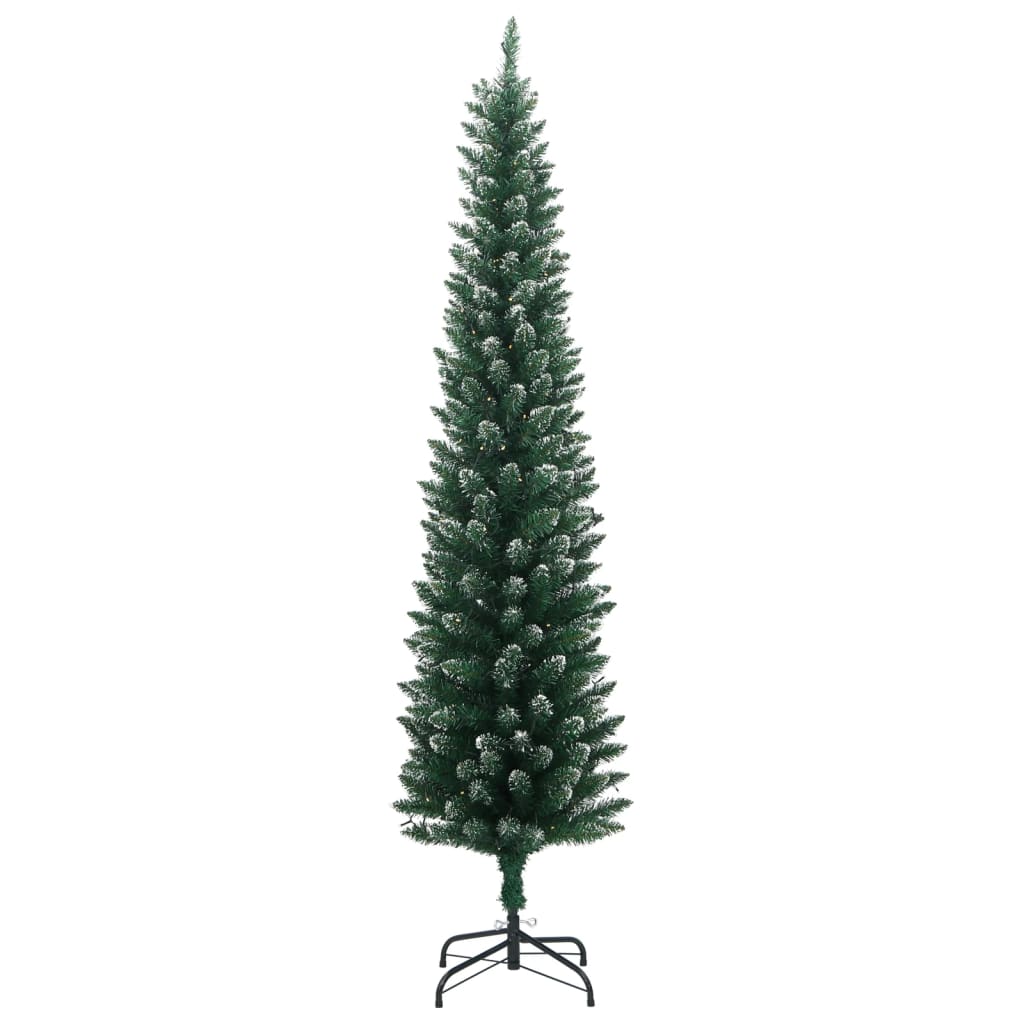 Árvore de natal artificial fina com 300 luzes LED 240 cm
