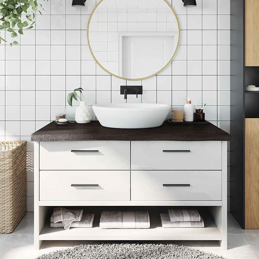 Bancada p/ wc 100x60x(2-6)cm madeira tratada maciça castanho