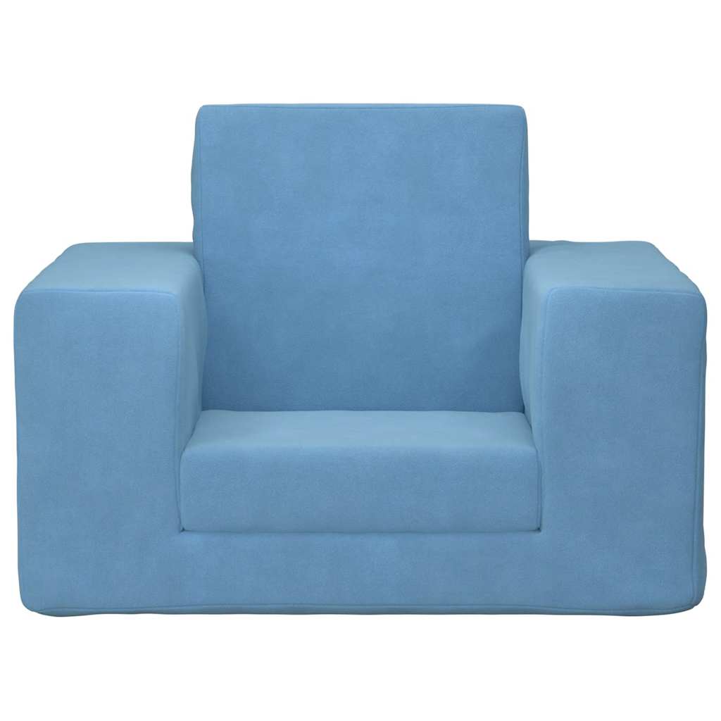 Sofá-cama infantil pelúcia macia azul