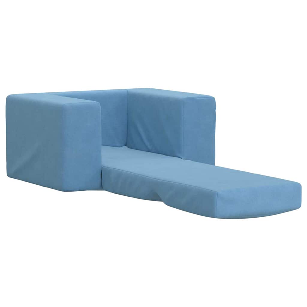 Sofá-cama infantil pelúcia macia azul