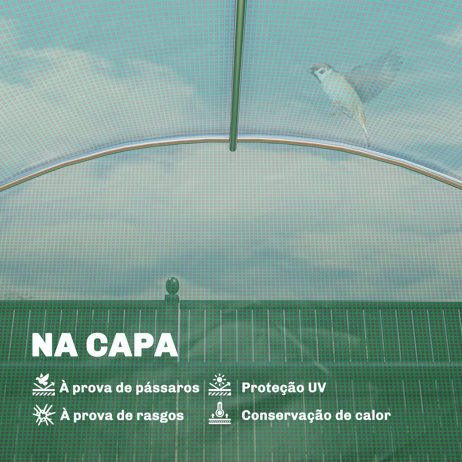 Estufa tipo túnel 2,8x2x1,9 m com prateleiras estufa de jardim com porta enrolável, 6 janelas de rede verde