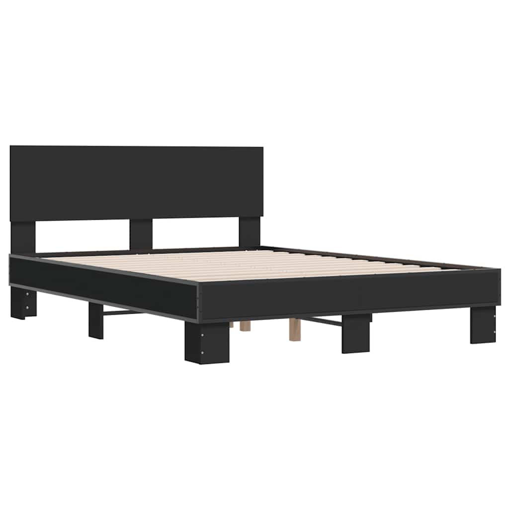 Estrutura de cama 120x200 cm derivados de madeira/metal preto