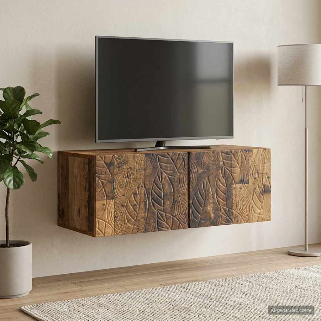 Gabinete de TV de parede 78,5 x 31 cm madeira antiga