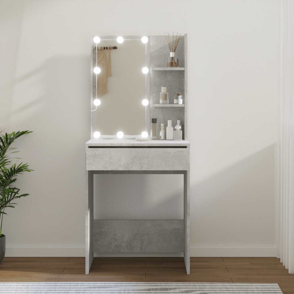 Toucador com leds 60x40x140 cm cinzento cimento