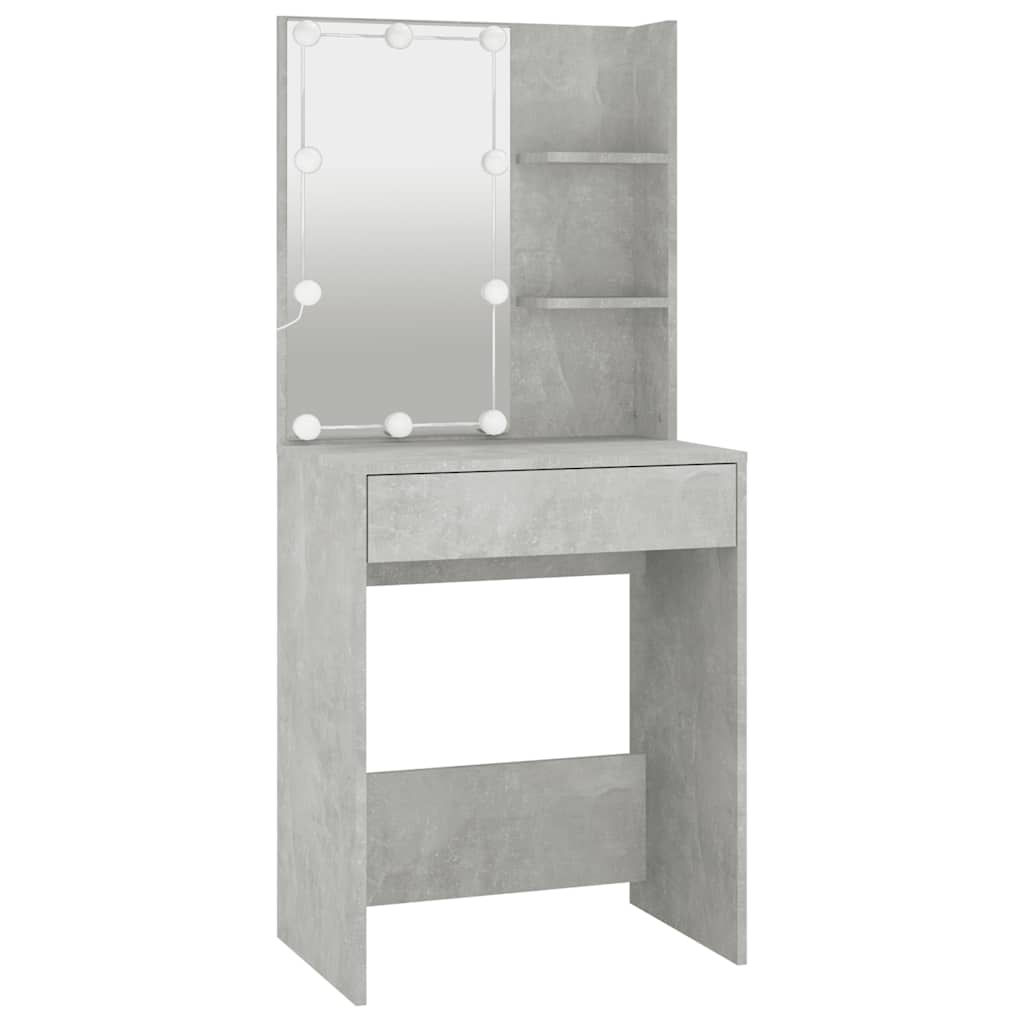 Toucador com leds 60x40x140 cm cinzento cimento