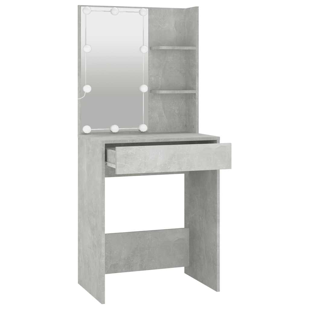 Toucador com leds 60x40x140 cm cinzento cimento