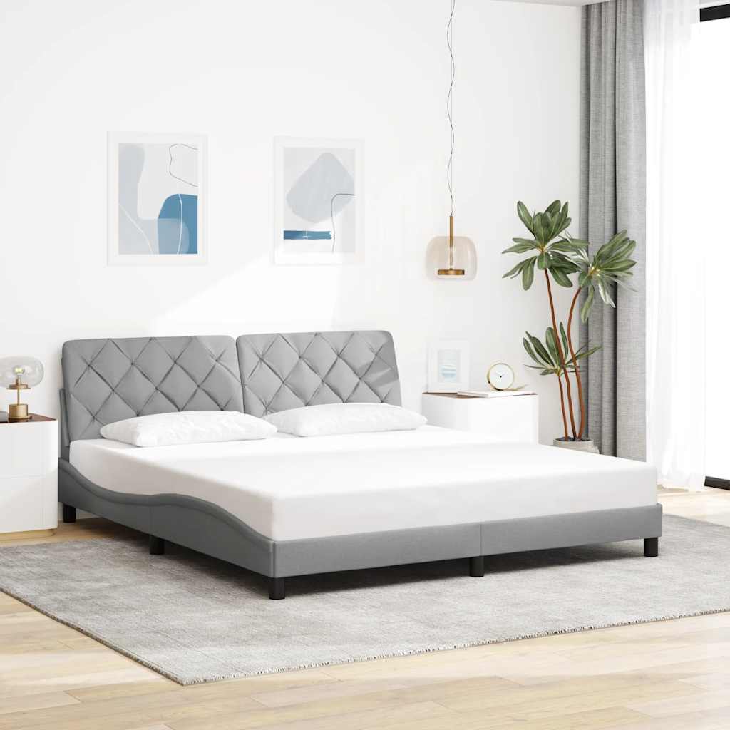 Estrutura de cama sem colchão 180x200 cm tecido cinzento-claro