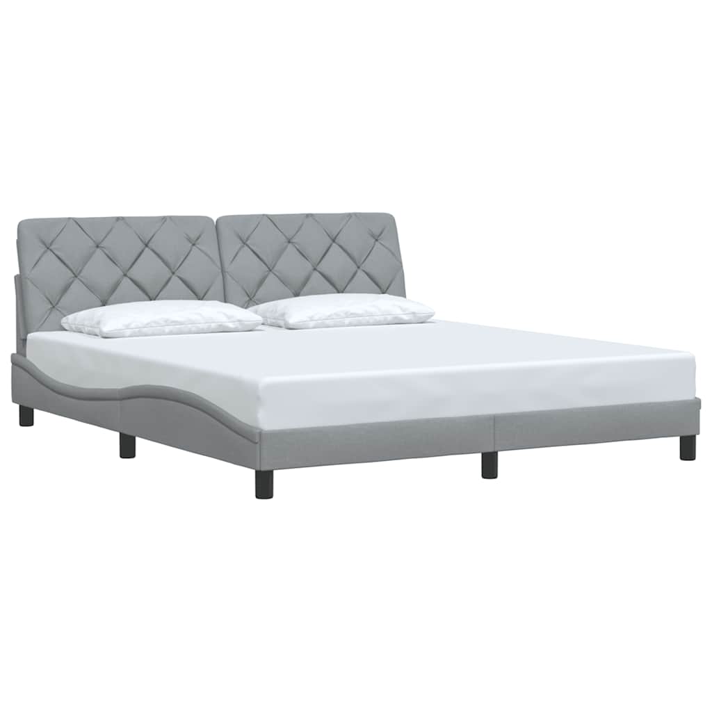 Estrutura de cama sem colchão 180x200 cm tecido cinzento-claro