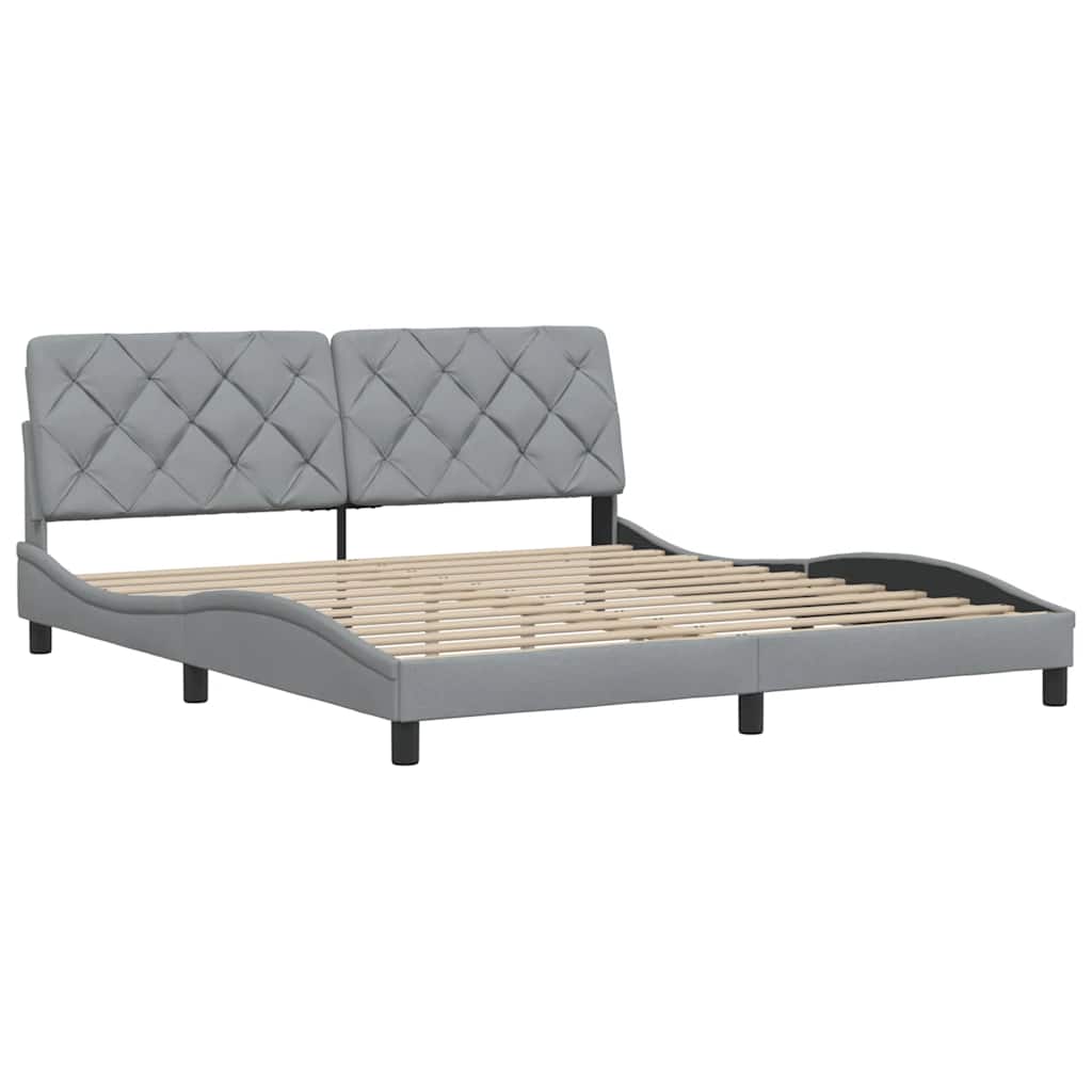 Estrutura de cama sem colchão 180x200 cm tecido cinzento-claro