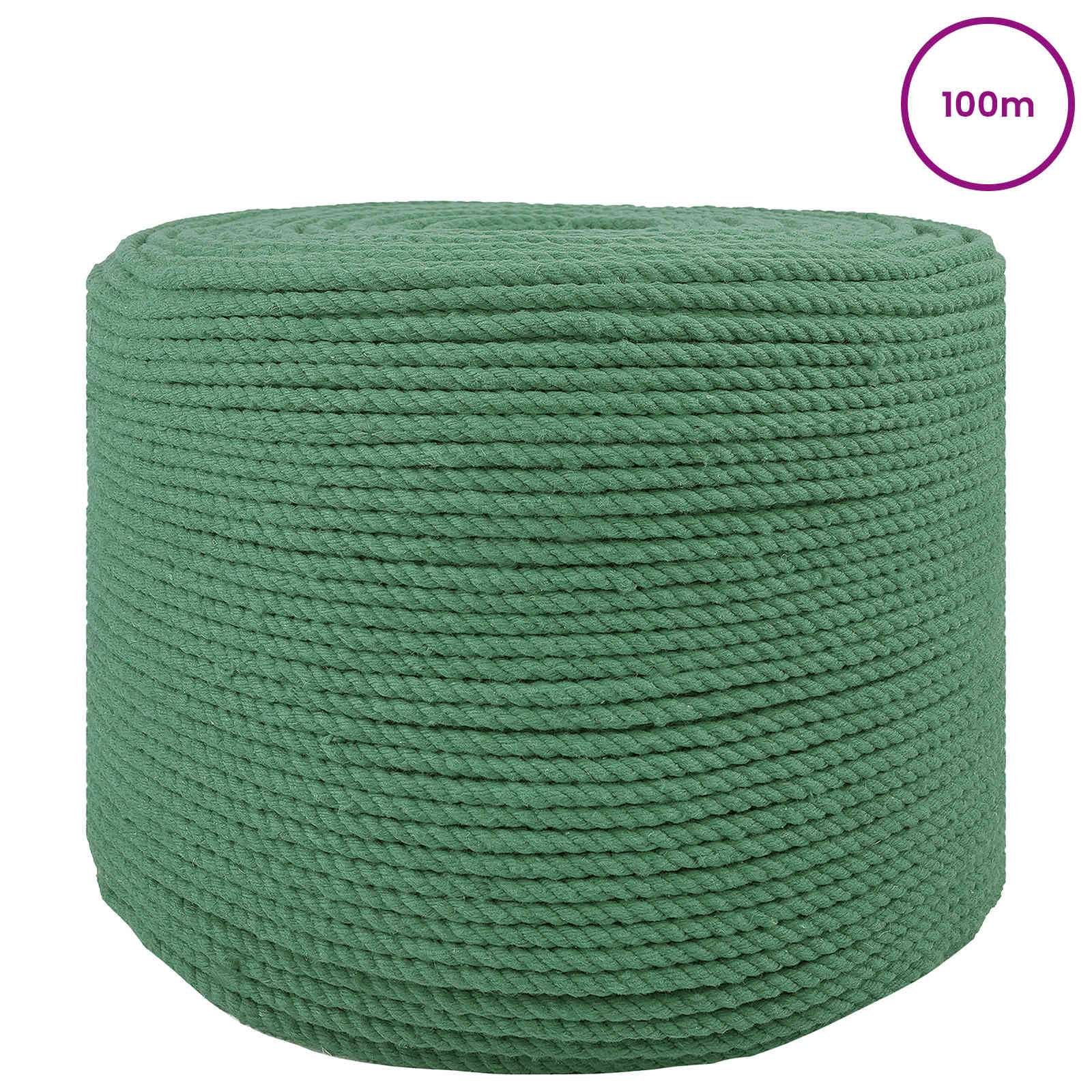 Corda de algodão 8 mm 100 m verde 100% algodão