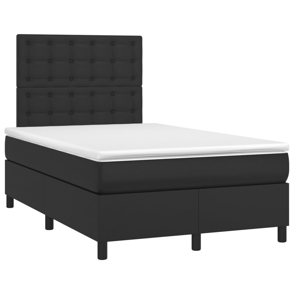 Cama com molas/colchão 120x200 cm couro artificial preto
