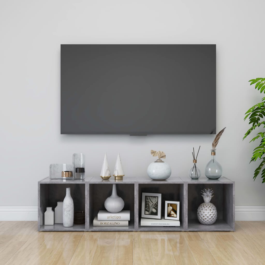 Móveis de TV 2 pcs derivados de madeira cinzento cimento