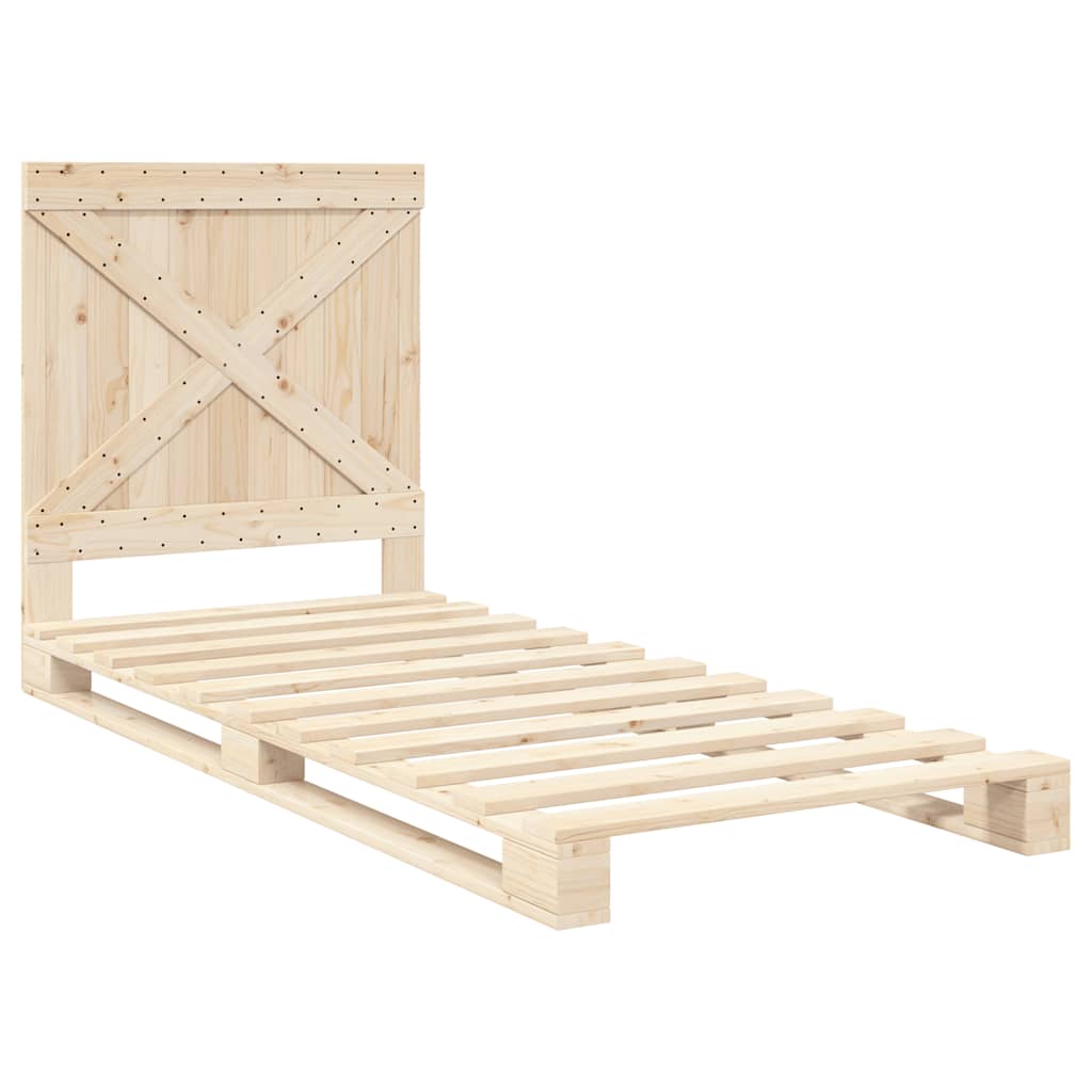 Estrutura de cama com cabeceira 90x200 cm pinho maciço