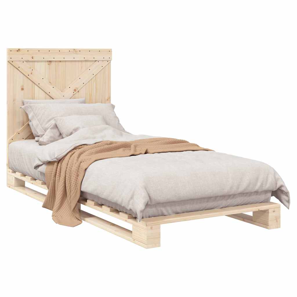 Estrutura de cama com cabeceira 90x200 cm pinho maciço