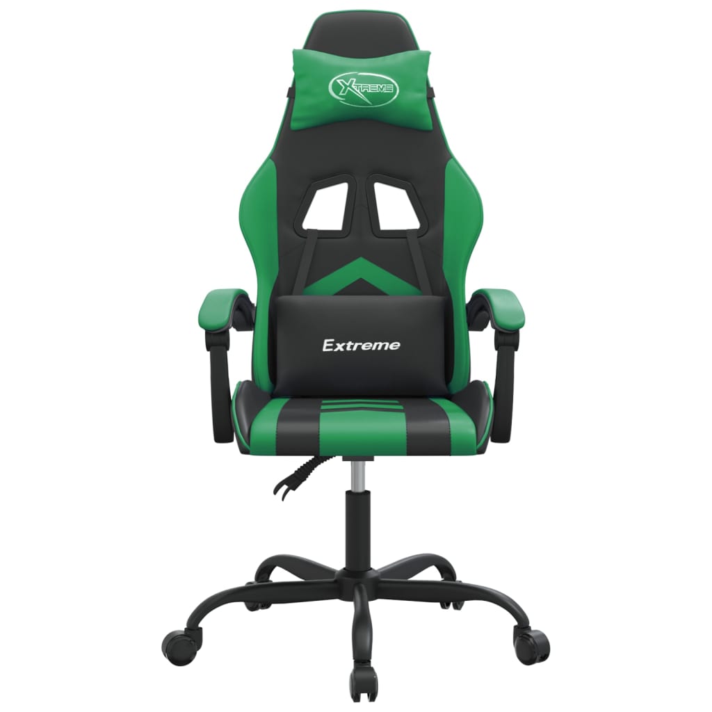 Cadeira gaming couro artificial preto e verde