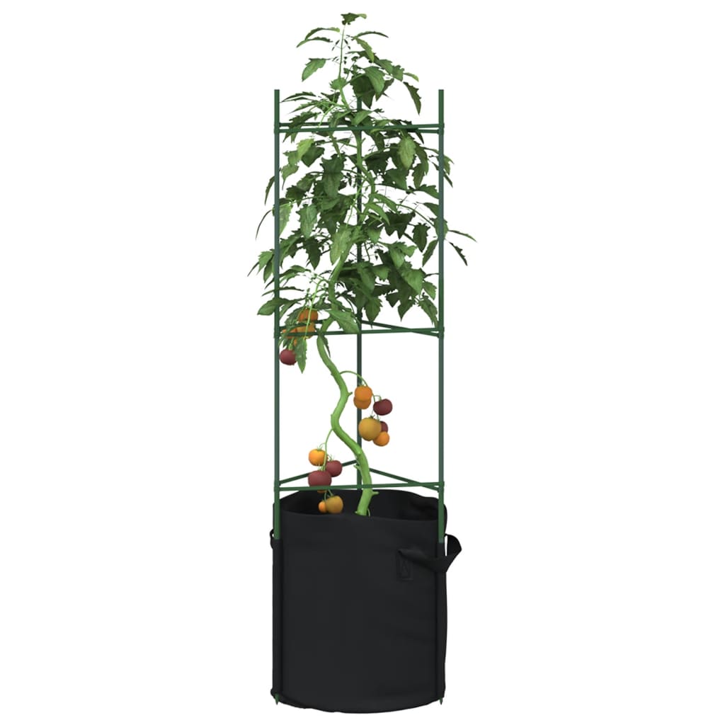 Suportes para tomateiros com sacos 4 pcs 116 cm aço e PP