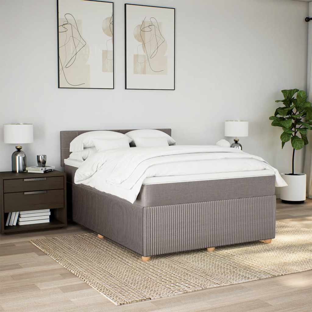 Cama com molas/colchão 140x190 cm tecido castanho-acinzentado
