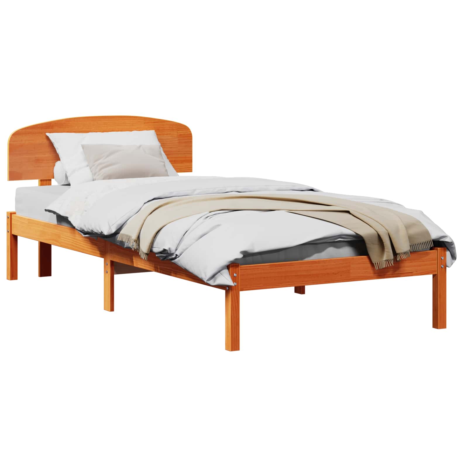Estrutura da cama com cabeceira marrom cera 100 x 200 cm