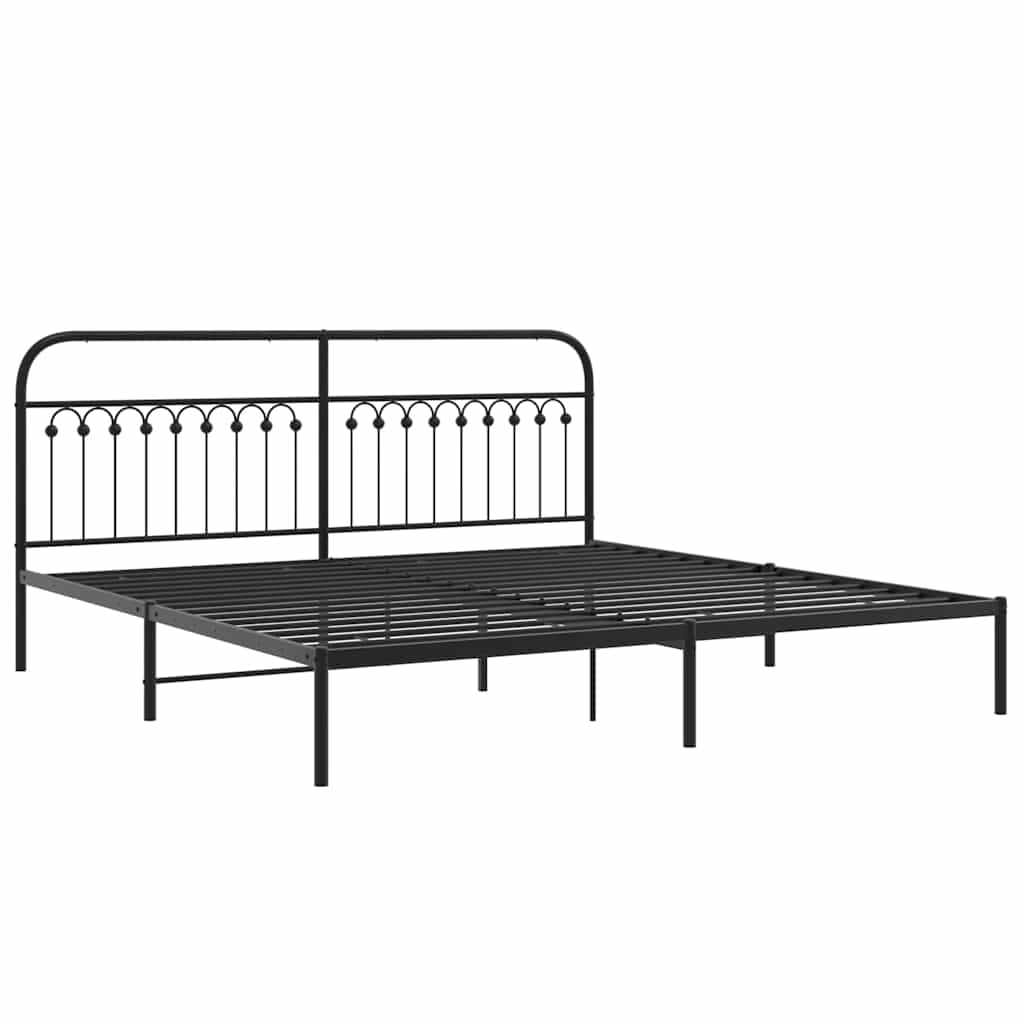 Estrutura de cama com cabeceira 200x200 cm metal preto