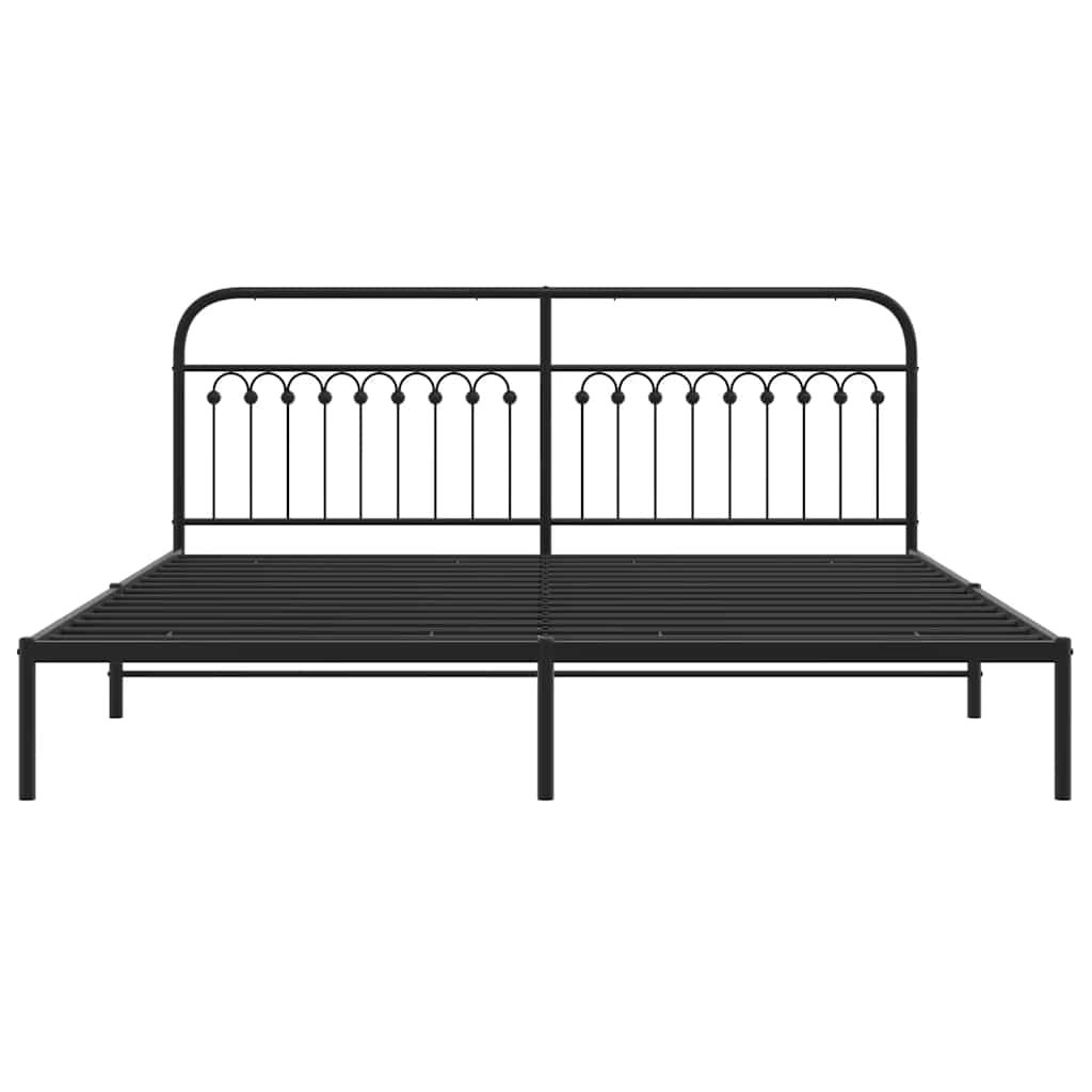 Estrutura de cama com cabeceira 200x200 cm metal preto