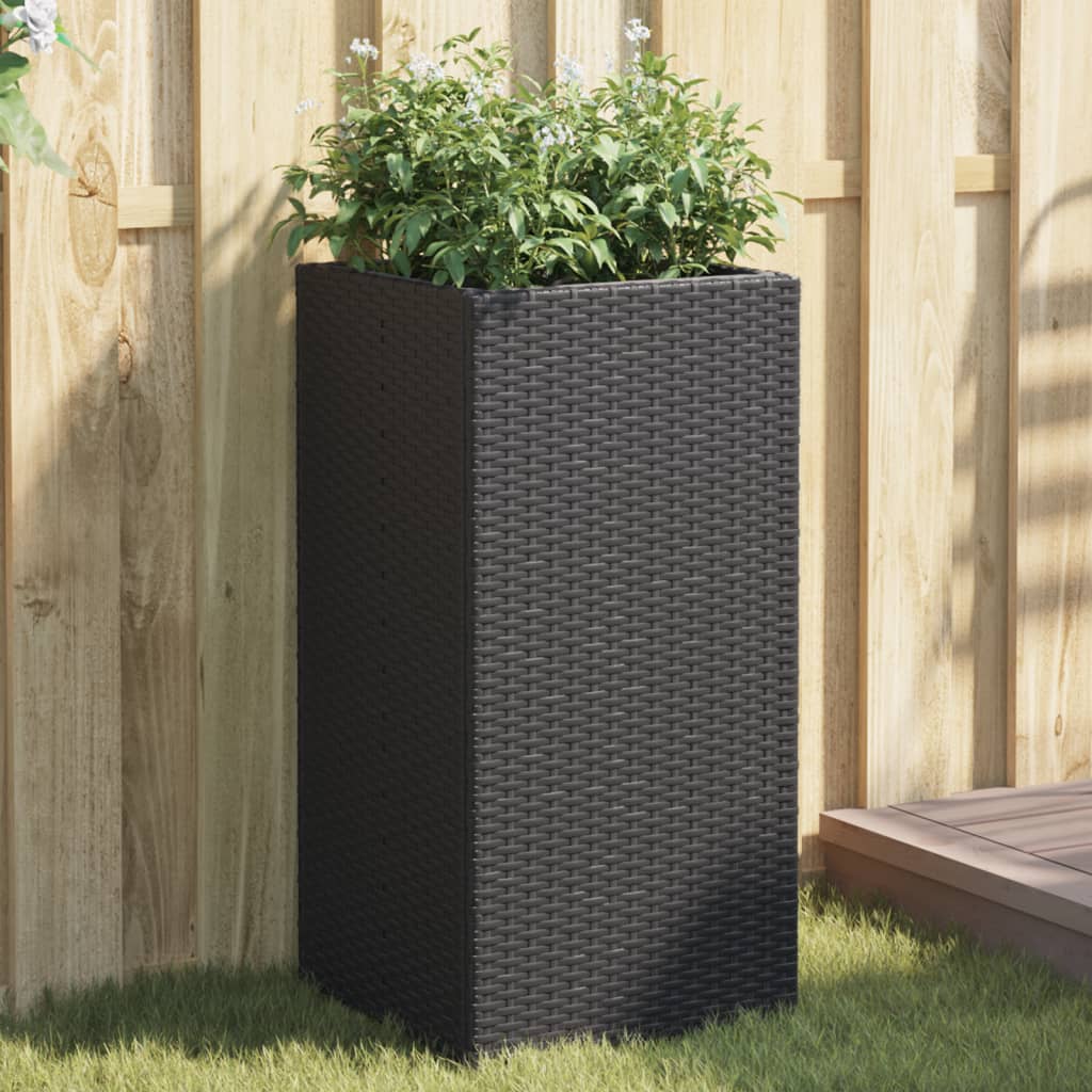 Vaso/floreira de jardim 2 pcs 40x40x80 cm vime PE preto