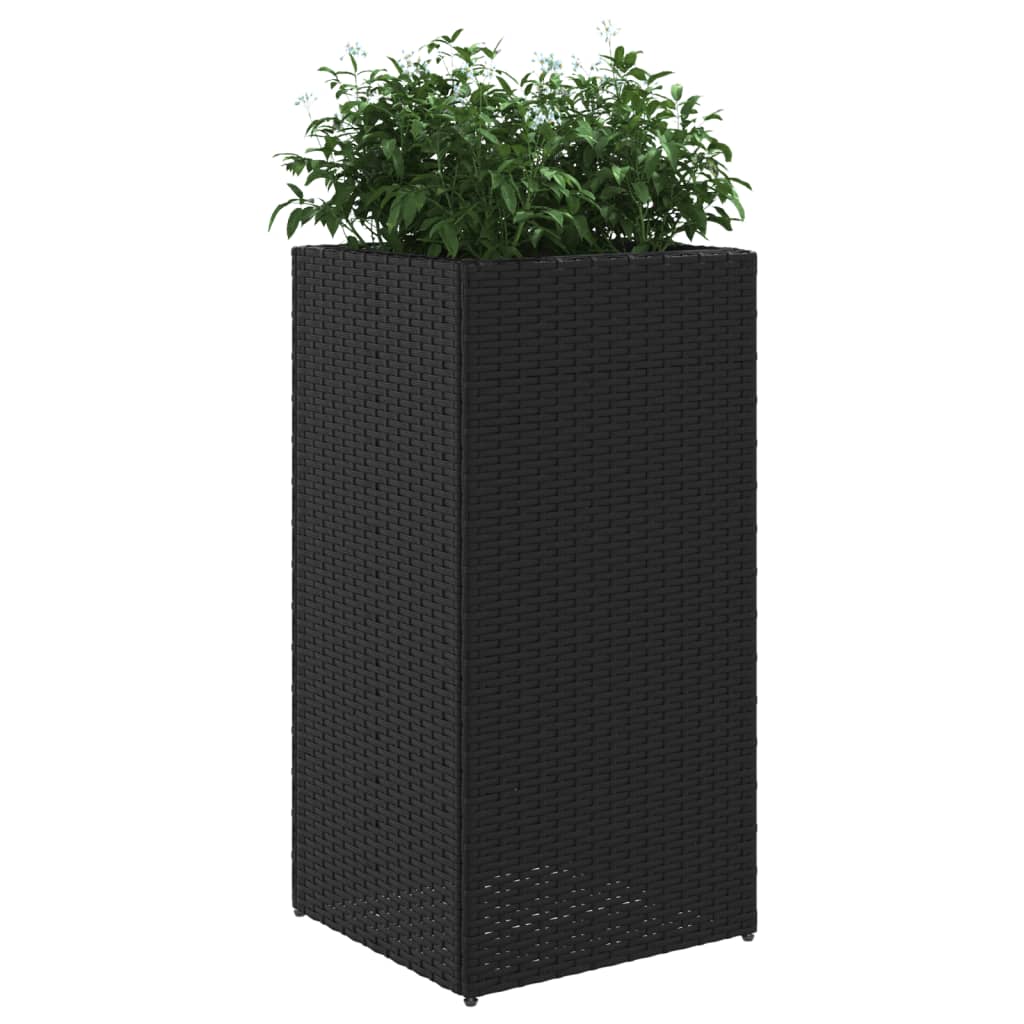 Vaso/floreira de jardim 2 pcs 40x40x80 cm vime PE preto