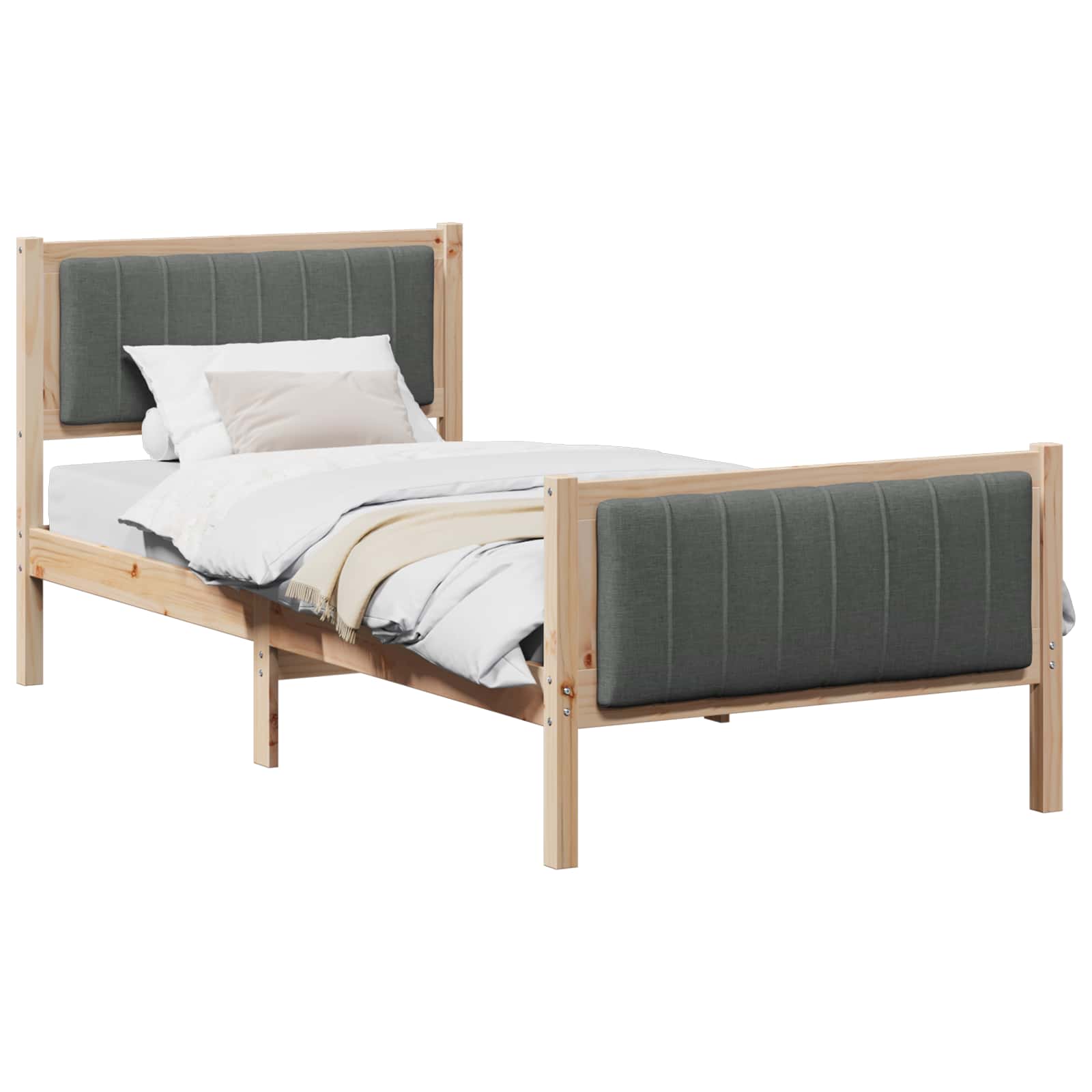 Estrutura da cama castanho e cinzento-escuro 90 x 200 cm