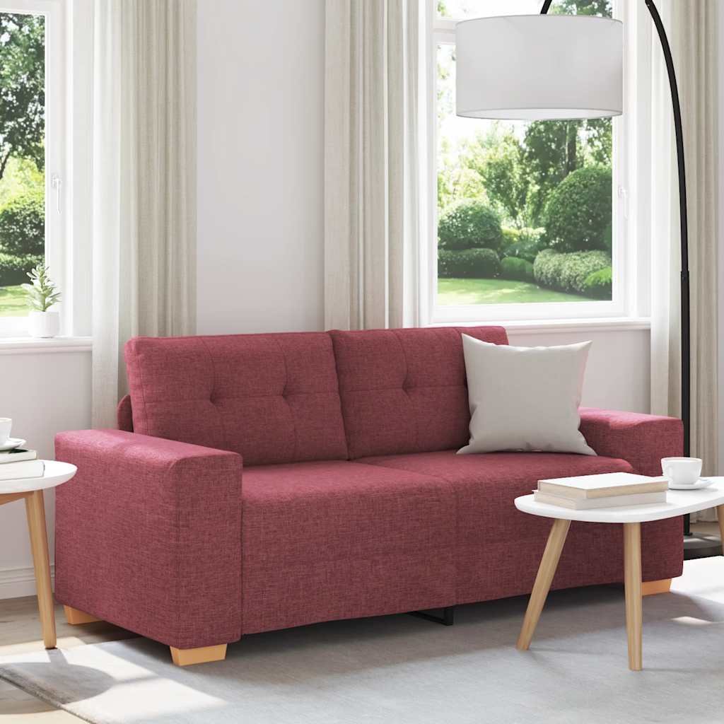 Sofá de dois lugares, vermelho vinho, 180x77x82 cm, tecido