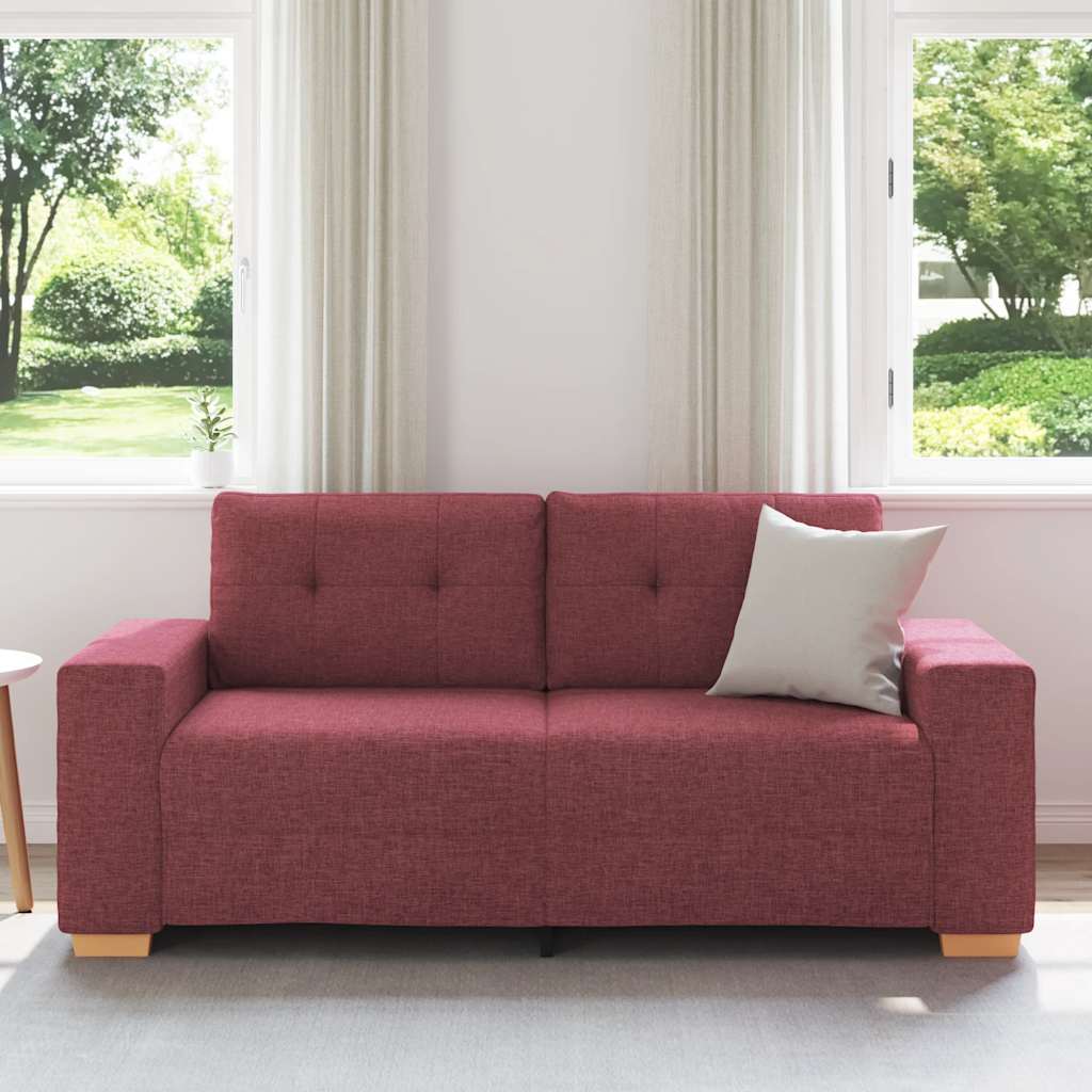 Sofá de dois lugares, vermelho vinho, 180x77x82 cm, tecido