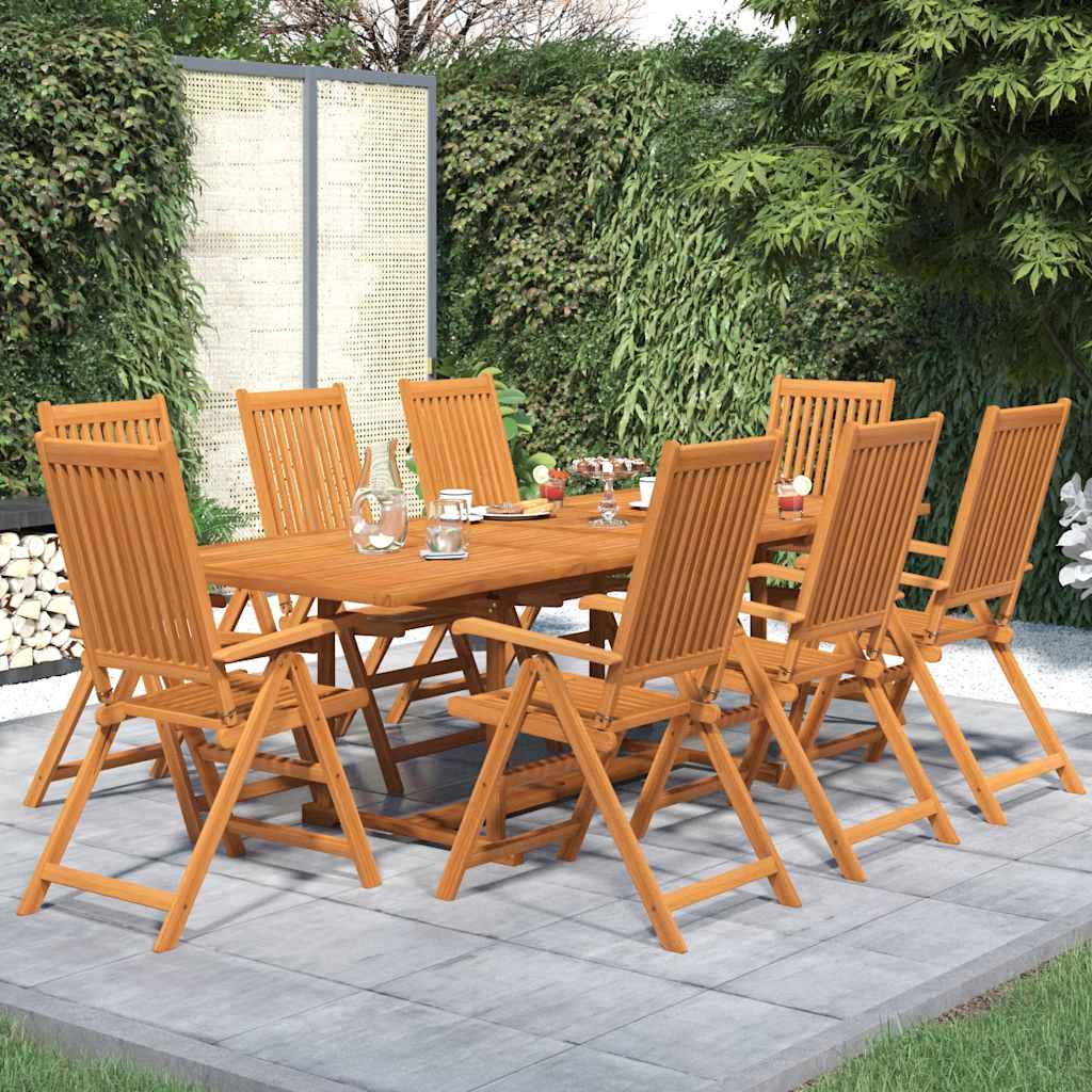 9 Pcs conjunto de jantar para jardim madeira de acácia maciça 160-240 cm