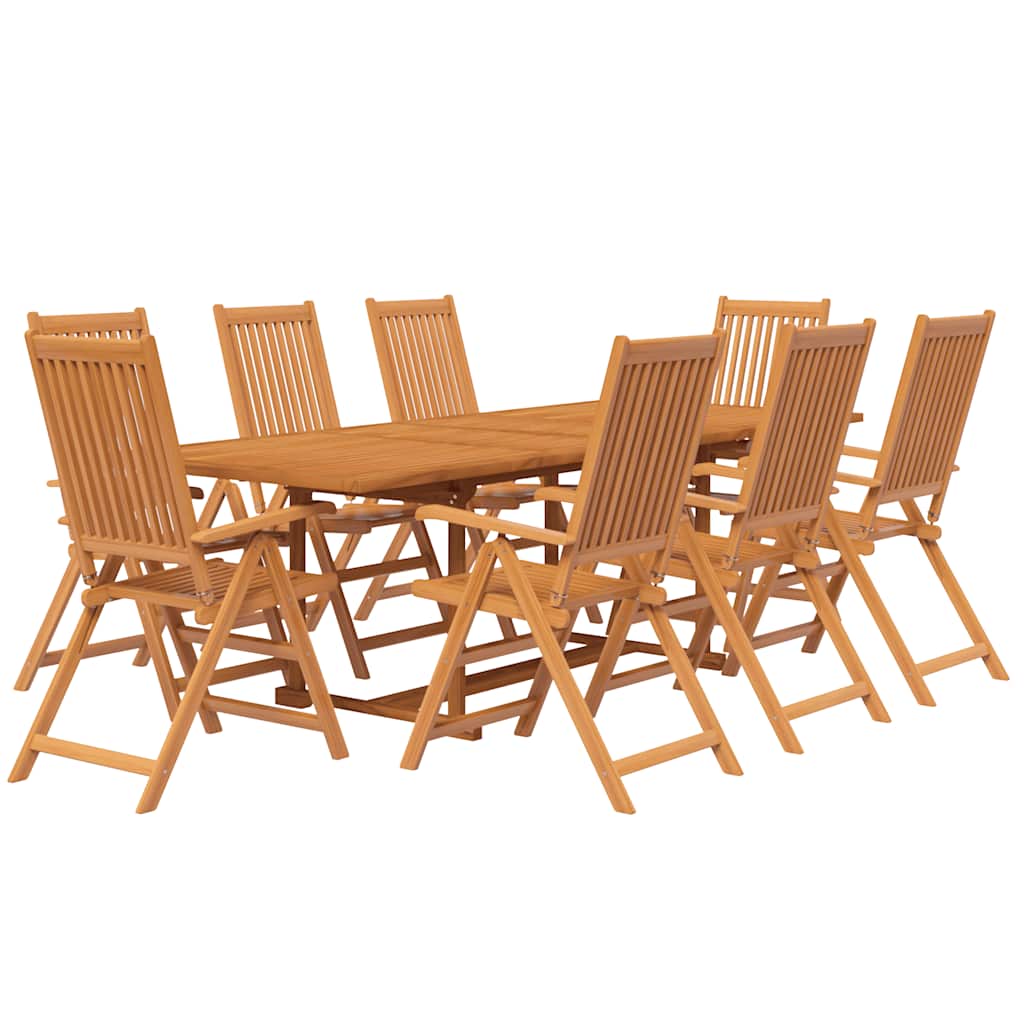 9 Pcs conjunto de jantar para jardim madeira de acácia maciça 160-240 cm