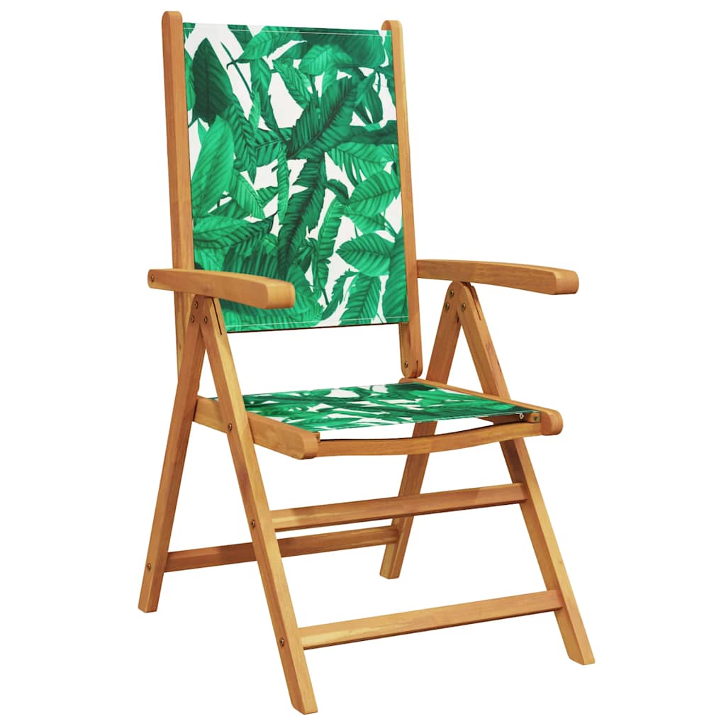 Cadeiras de jardim 2 pcs acácia maciça/tecido padrão de folhas