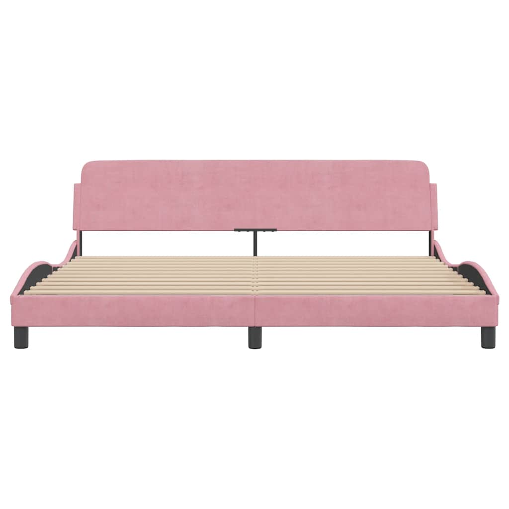 Estrutura de cama dover 200x200 cm veludo rosa