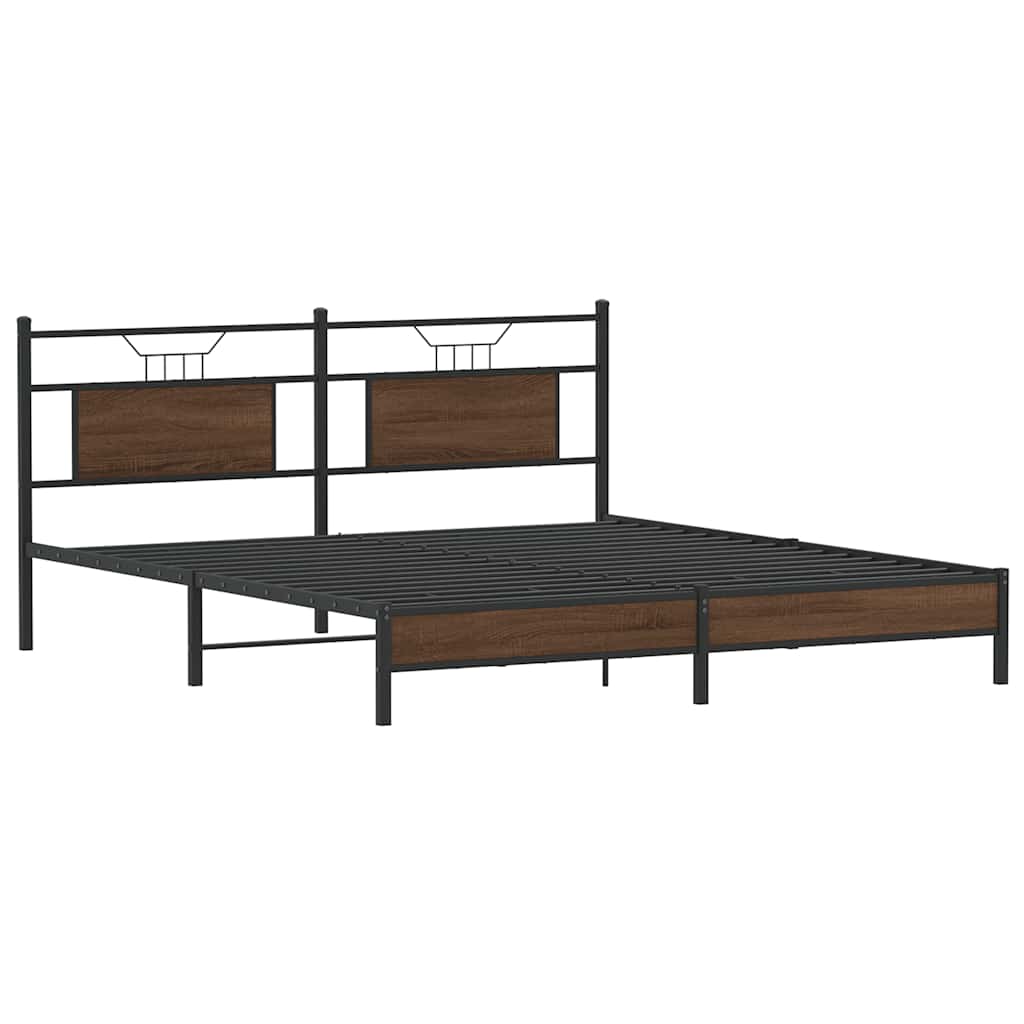 Estrutura de cama sem colchão 183x203 cm carvalho castanho