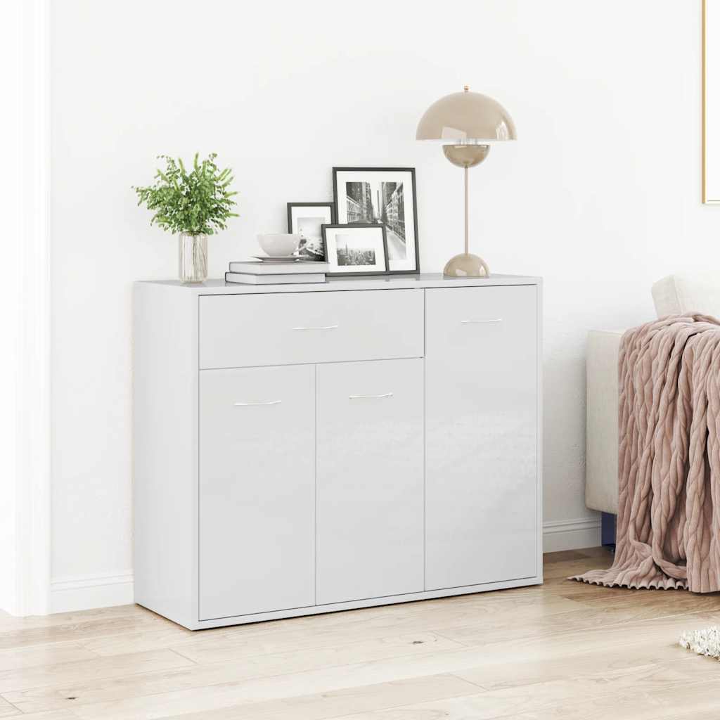Aparador 88x30x70 cm contraplacado branco brilhante