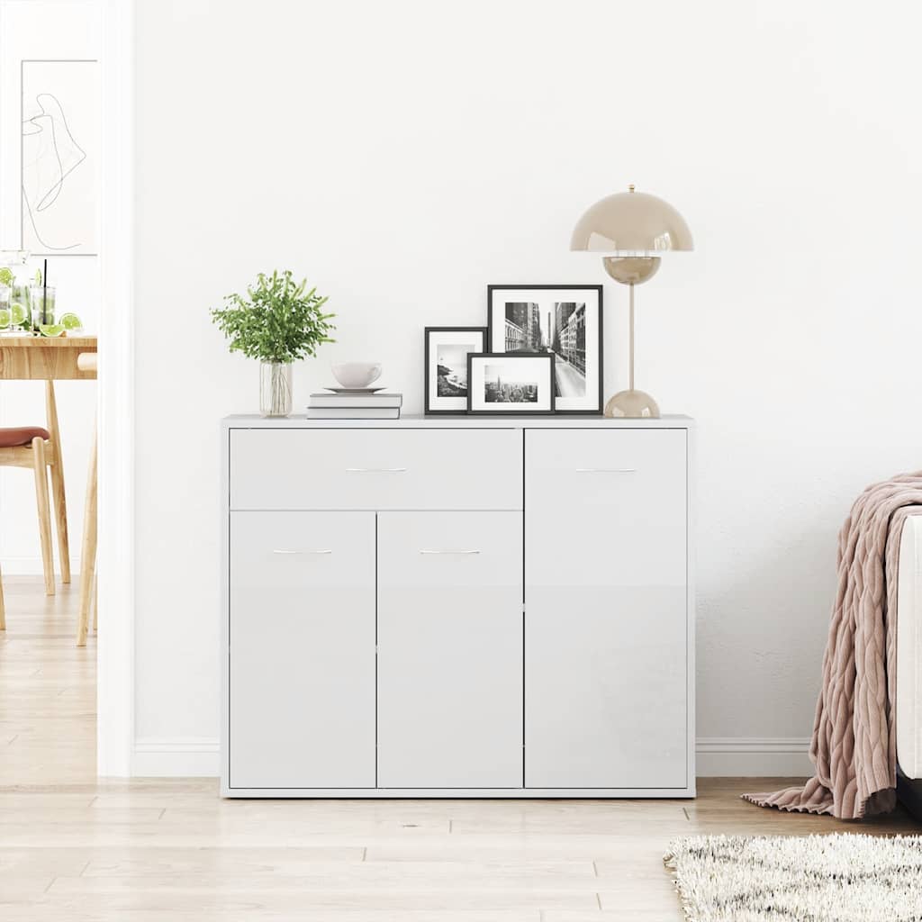 Aparador 88x30x70 cm contraplacado branco brilhante
