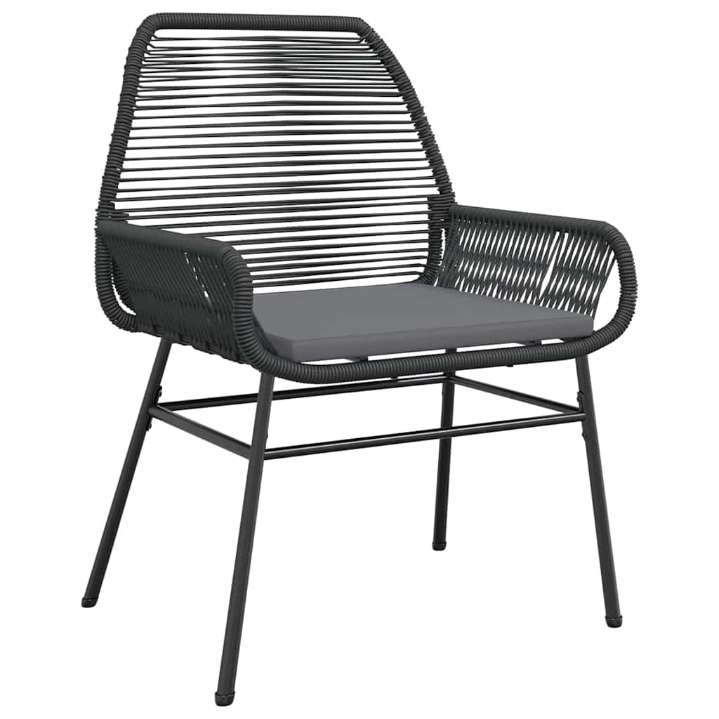 Conjunto de jantar jardim 9 peças almofadas vidro vime PE preto