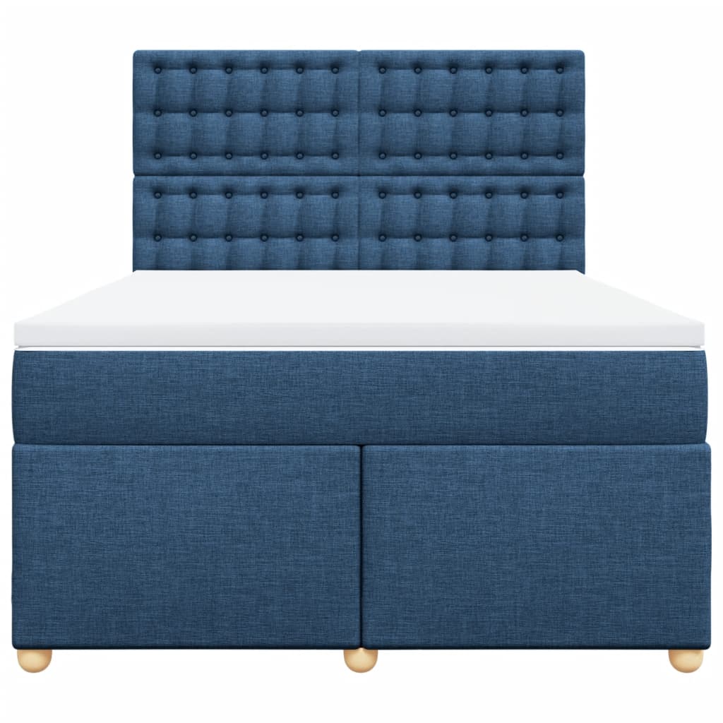 Cama com molas/colchão 160x200 cm tecido azul